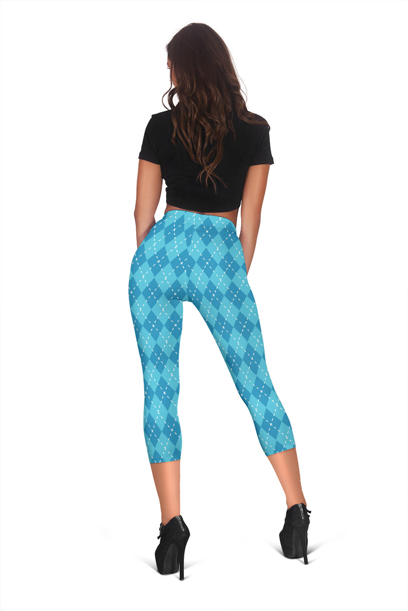 Blue Argyle Womens Capris