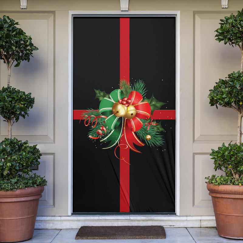 Lazo decorativo navideño (negro) - Calcetín navideño para puerta