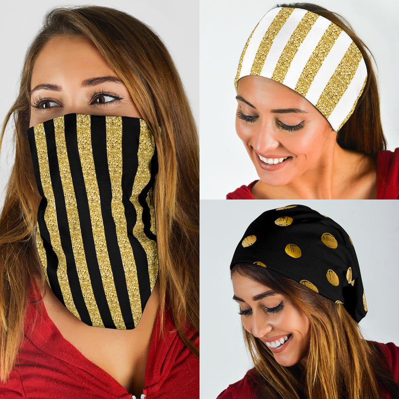 Paquete de 3 bandanas de la colección Luxury Stripes &amp; Dots Gold