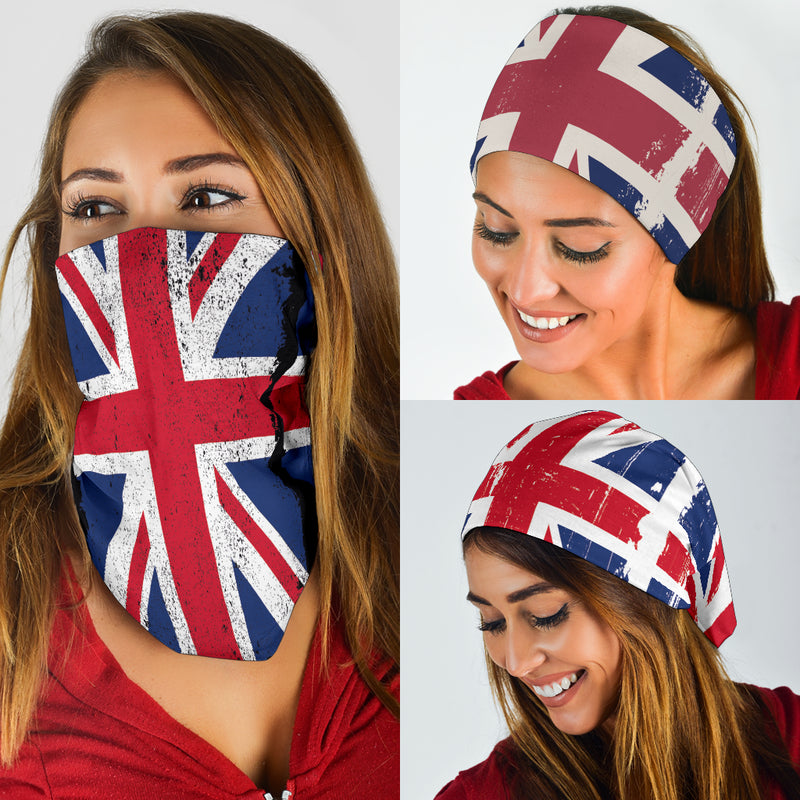 Grunge Union Jacks (negro, blanco, gris) - Paquete de 3 bandanas