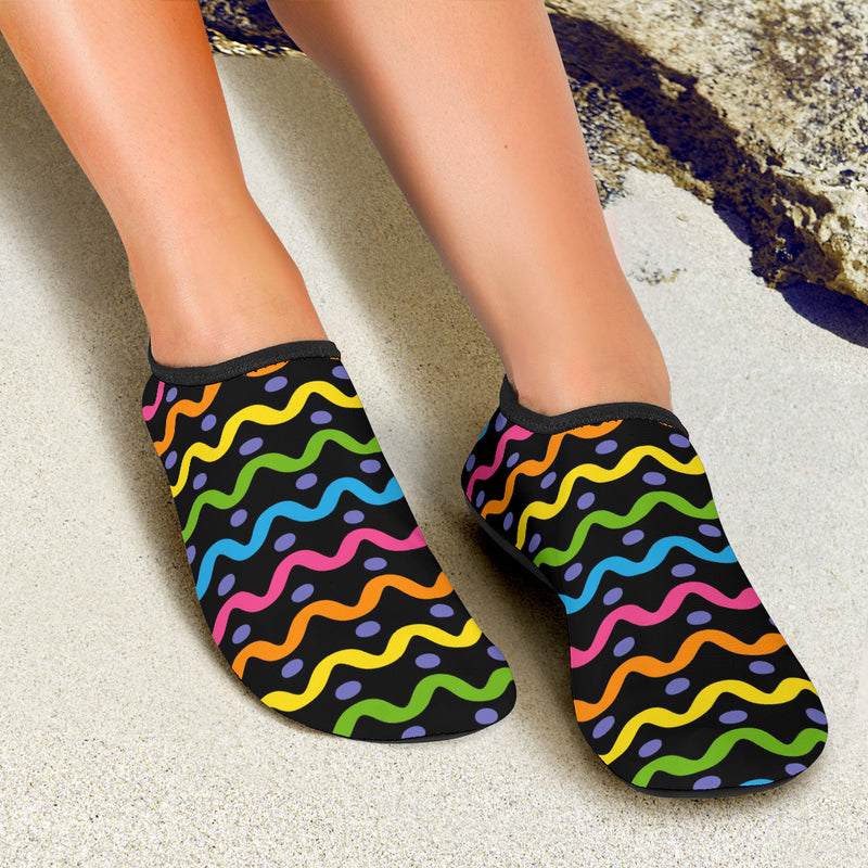 Rainbow Wavy Lined Aqua Shoes