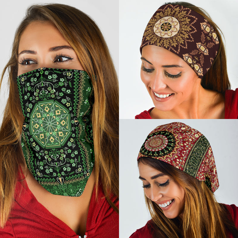 Luxury Oriental Mandala 3 Design on Bandana 3-Pack