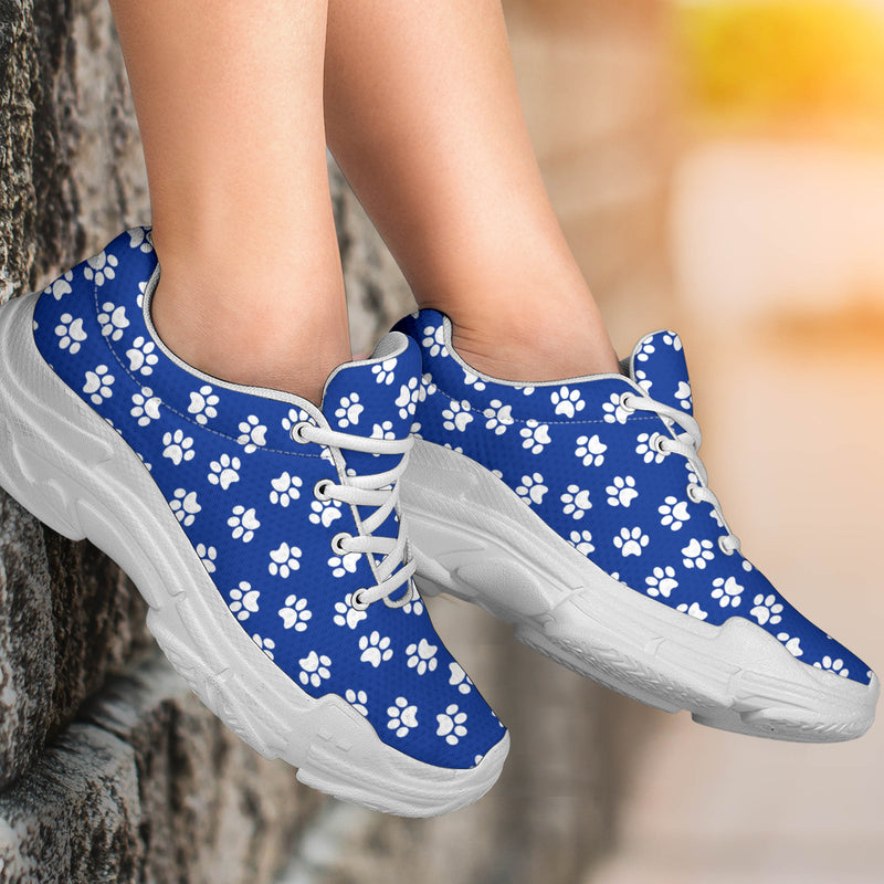 Zapatillas gruesas azules con estampado de patas (blanco)