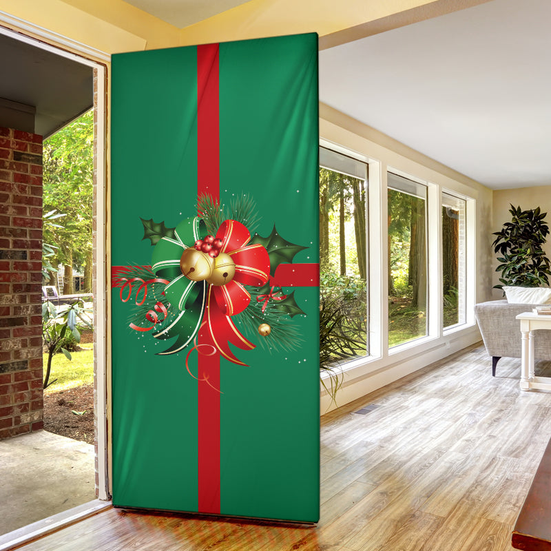 Lazo de decoración navideña (verde) - Calcetín navideño para puerta