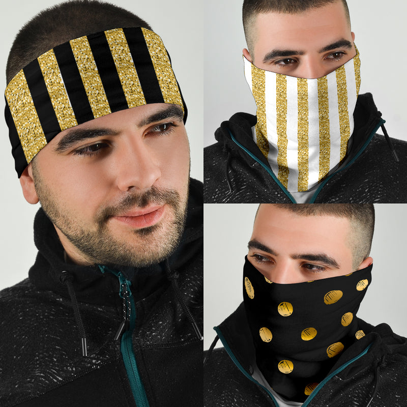 Luxury Stripes & Dots Gold Collection of Bandana 3-Pack