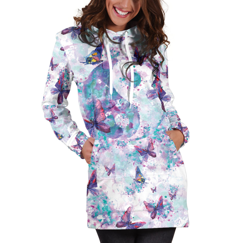 Yin Yang Butterfly Hoodie Dress