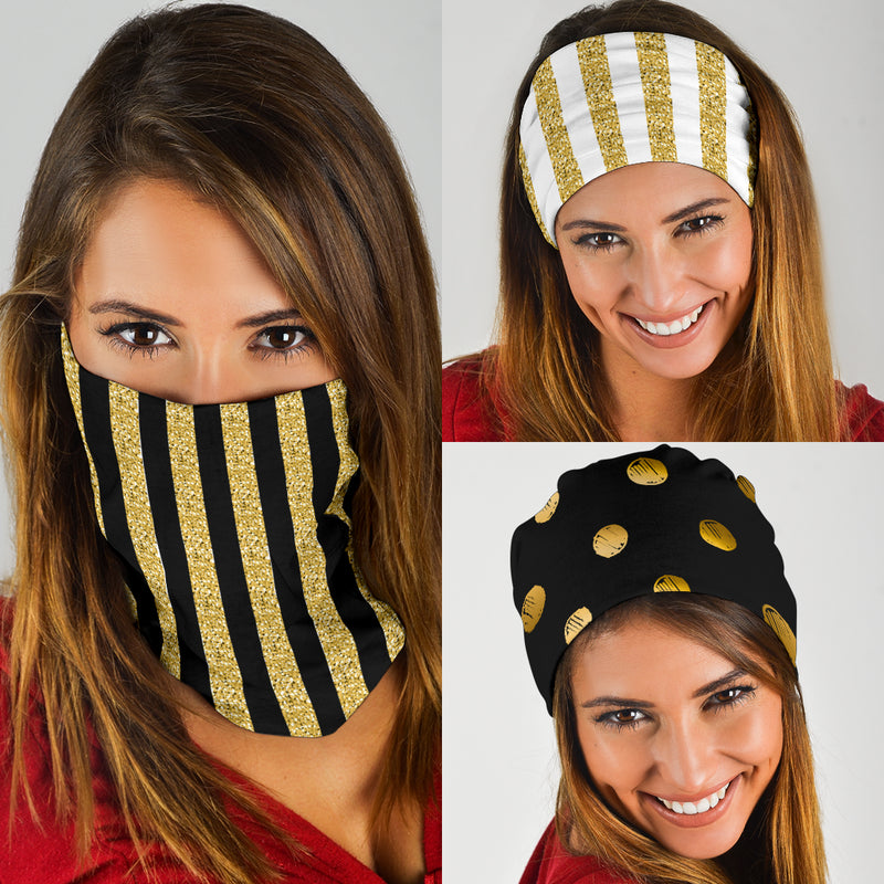 Paquete de 3 bandanas de la colección Luxury Stripes &amp; Dots Gold