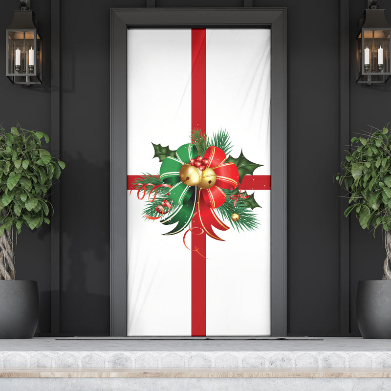 Lazo decorativo navideño (blanco) - Calcetín navideño para puerta