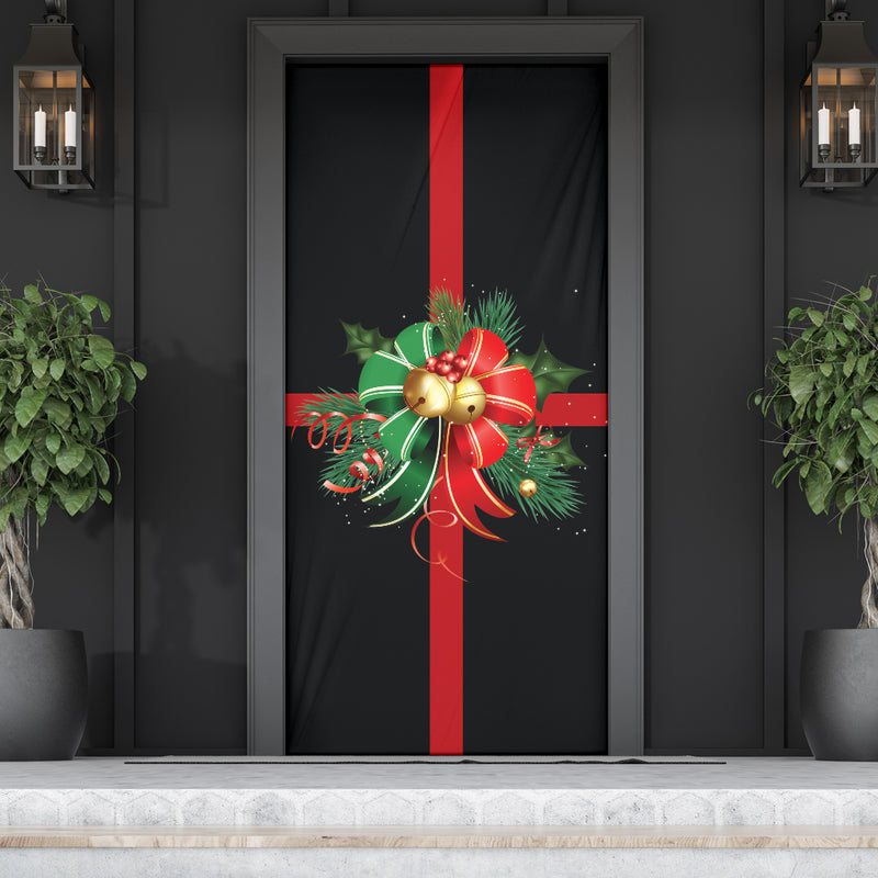 Lazo decorativo navideño (negro) - Calcetín navideño para puerta