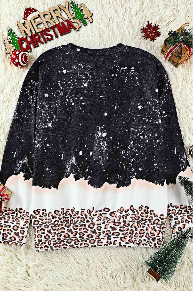 LET IT SNOW Sudadera con estampado de leopardo