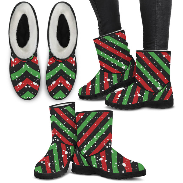 Botas de piel sintética para mujer, color rojo, verde, negro, caramelo navideño