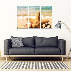 Beach Scene 3 Piece Framed Canvas