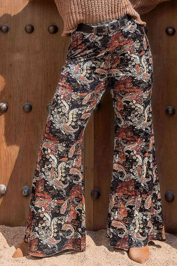 Pantalones largos de pierna ancha estampados de talla grande