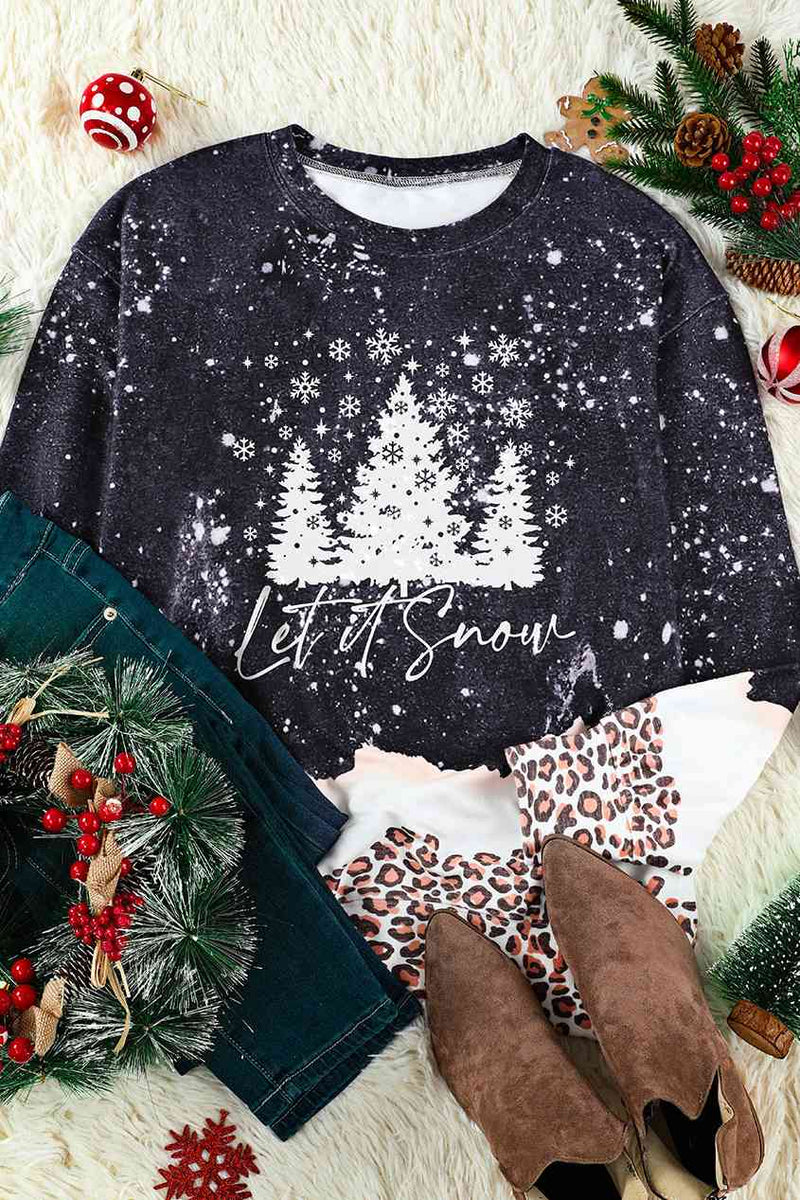 LET IT SNOW Sudadera con estampado de leopardo