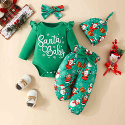 Conjunto de pantalón y body con gráfico SANTA BABY