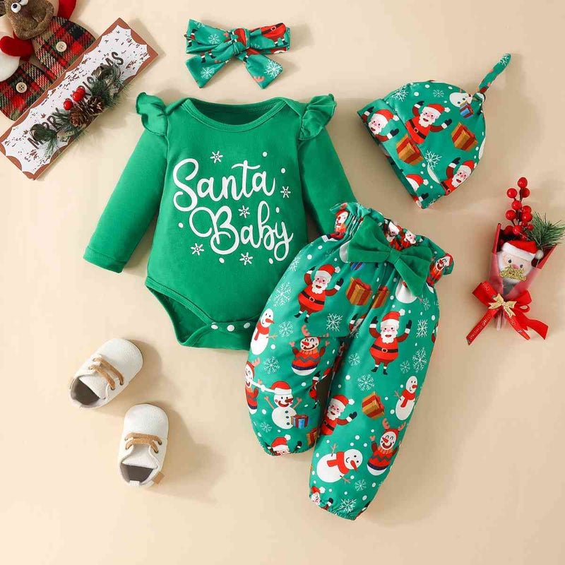 Conjunto de pantalón y body con gráfico SANTA BABY