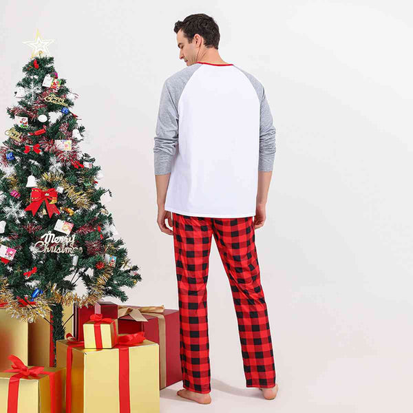 Conjunto de hombres con top gráfico y pantalones a cuadros MERRY CHRISTMAS