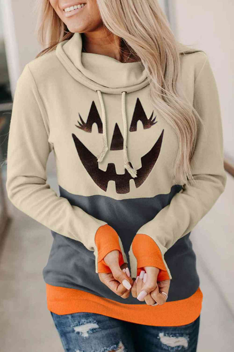 Sudadera de manga larga con estampado de Jack-O'Lantern