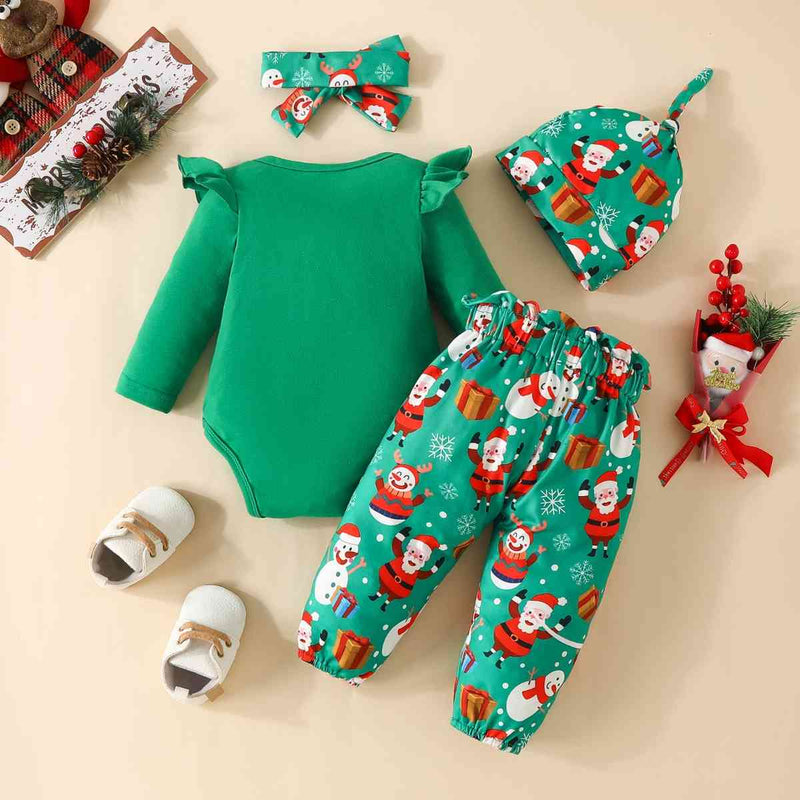 Conjunto de pantalón y body con gráfico SANTA BABY