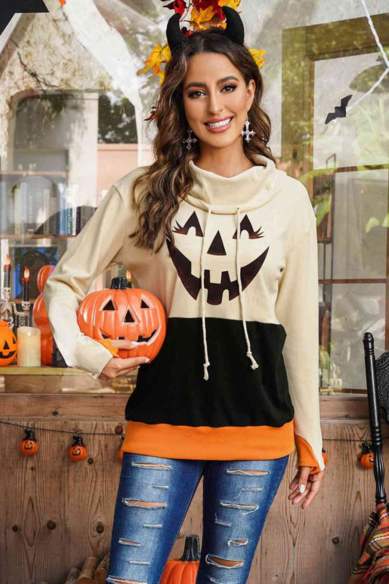 Sudadera de manga larga con estampado de Jack-O'Lantern