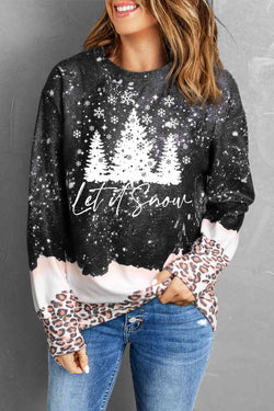 LET IT SNOW Sudadera con estampado de leopardo