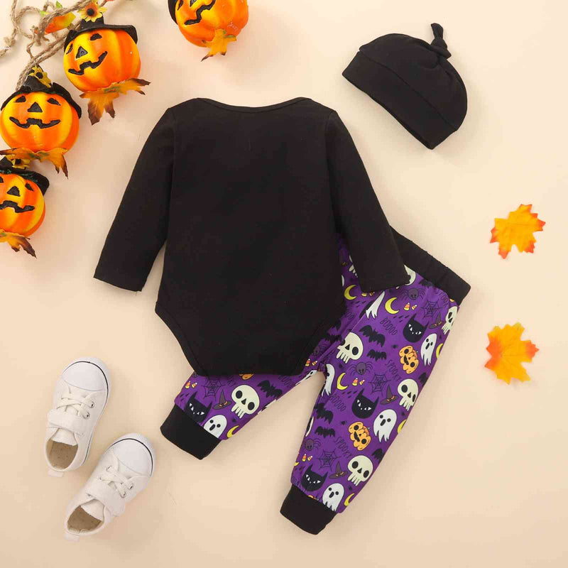 Conjunto de body con cuello redondo y pantalones largos estampados MY FIRST HALLOWEEN