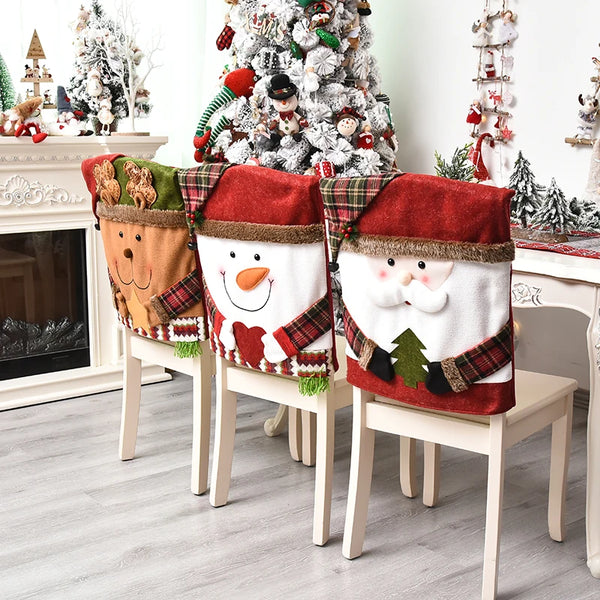 2023Christmas Chair Back Elastic Stretch Cover Santa Clause Holiday Party Decor Dining Kitchen Chair Covers Christmas Decoration