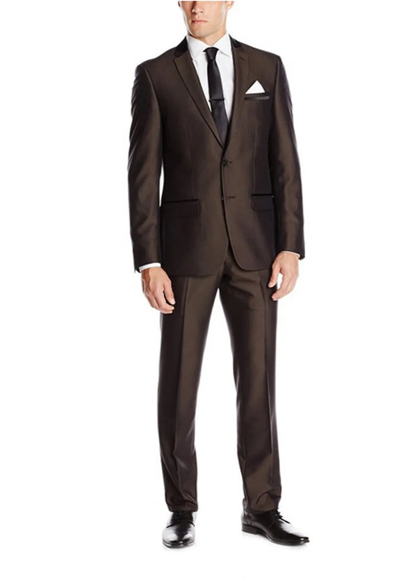 2023 Hot Simple Suits Men Dark Brown Wedding Suits Grooms Tuxedos Mens Suits Fit Groomsmen Suits (Jacket+Pant)