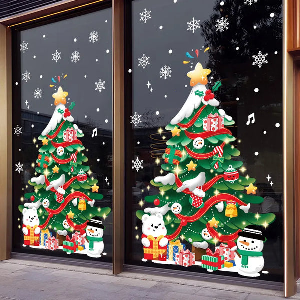 Christmas Decoration Window Stickers Santa Claus Christmas Tree Wall Stickers Decoration Xmas Decals Window Clings Stickers