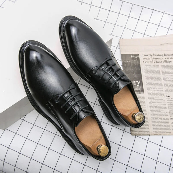 Men's Dress Shoes Leather Fashion Derby Shoes Classic Casual Business Wedding Footwear Lace-up British Style Male Formal Shoe