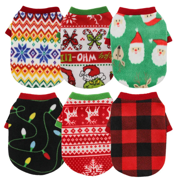 Warm Dog Christmas Sweater Fleece Dog Hoodies Puppy Shirt Winter Dog Clothes for Small Dogs Cold Weather Outfits York Sweatshirt