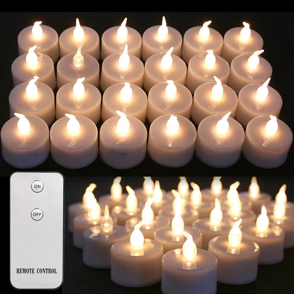 24Pcs Flickering LED Tealights Remote Control Battery Powered Flameless Candles For Home Party Birthday Christmas Decoration