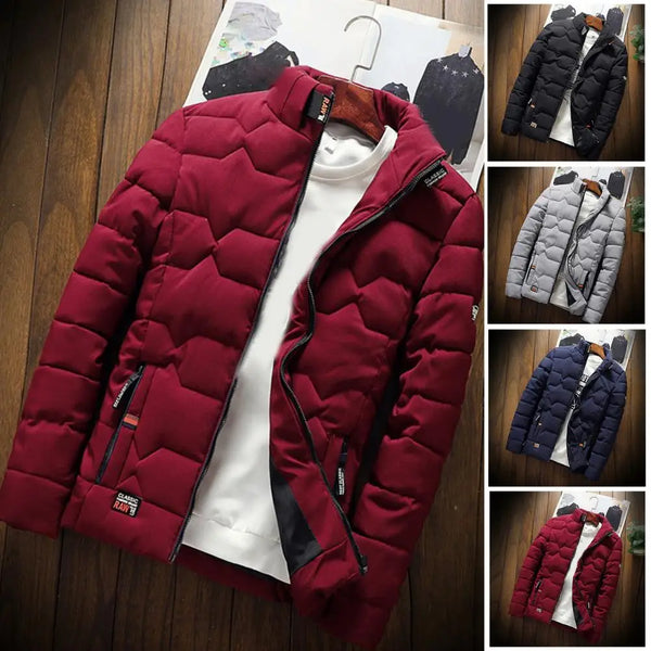 Autumn Winter Jacket Men Thicken Warm Cotton-padded Mens Jackets Slim Fit Stand Collar Youth Winter Jackets and Coats For Men