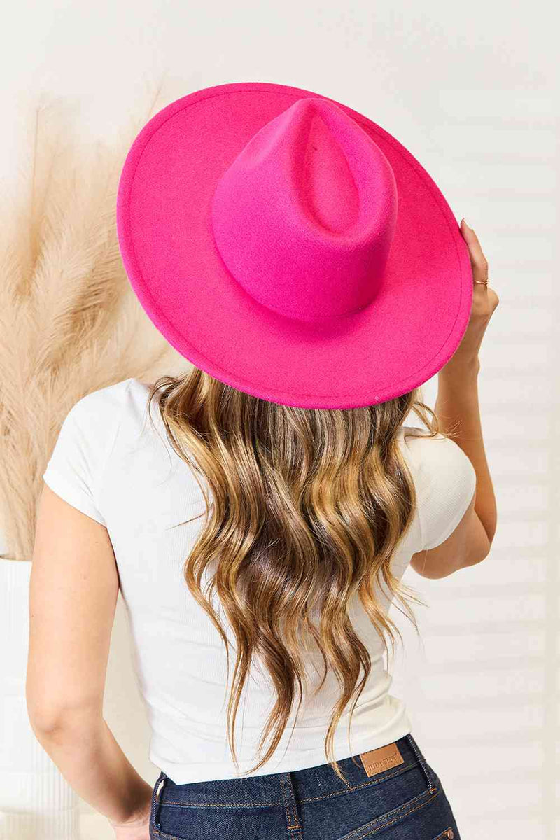 Sombrero de moda Fedora de ala plana Fame