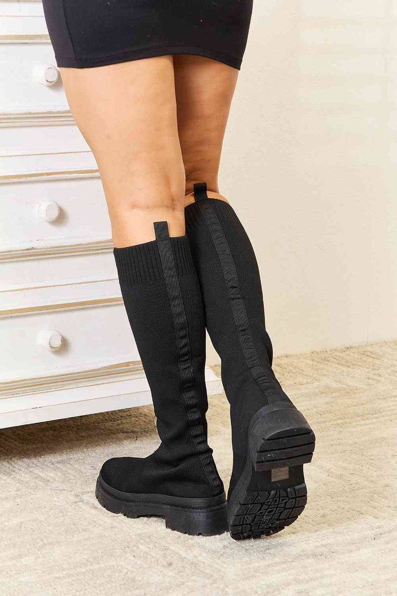 WILD DIVA Footwear Botas tipo calcetín con plataforma hasta la rodilla