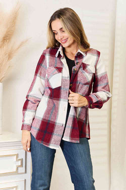 Chaqueta estilo camisa de franela con botones a cuadros de Double Take