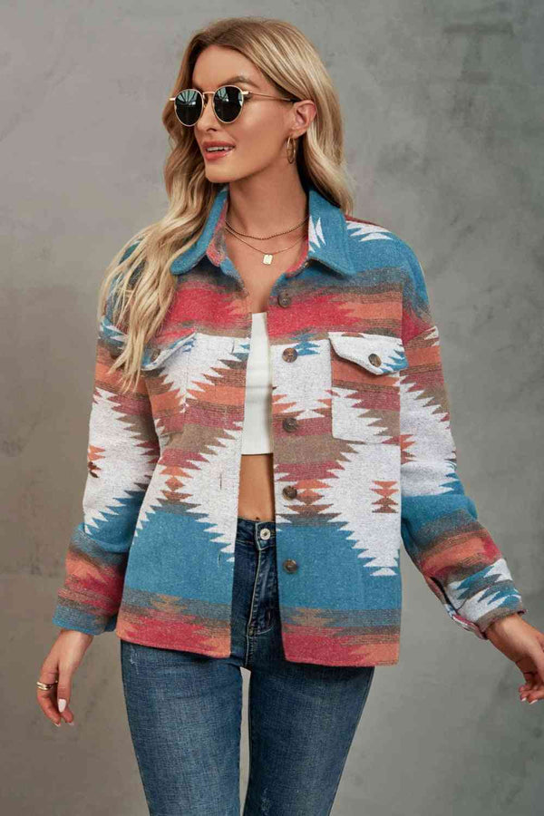 Chaqueta estampada con cuello y cuello