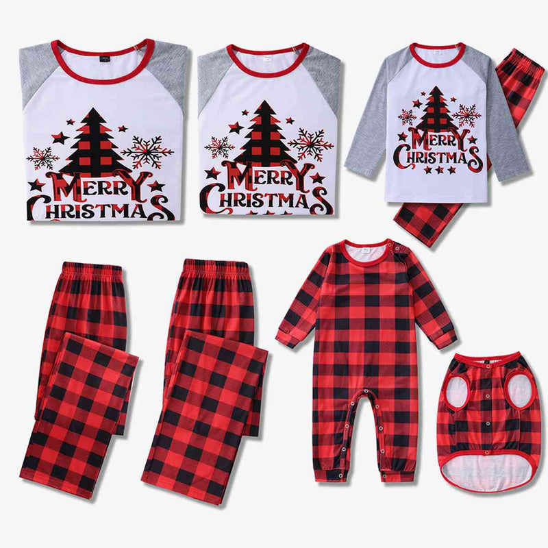 Conjunto de hombres con top gráfico y pantalones a cuadros MERRY CHRISTMAS