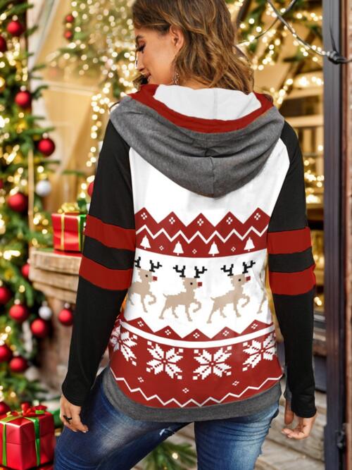 Sudadera con capucha de manga larga con cordón navideño de tamaño completo de Double Take