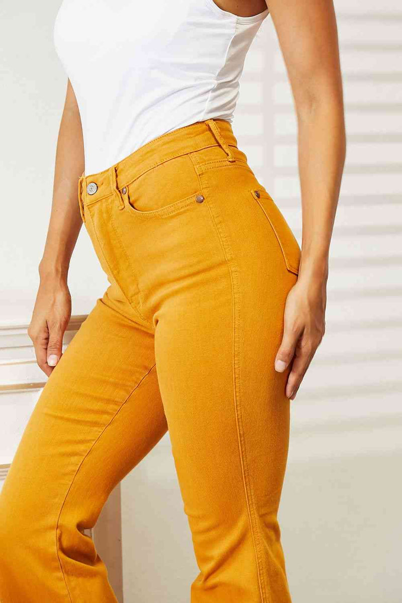 Judy Blue Full Size High Waist Tummy Control Garment Dyed Flare Jeans