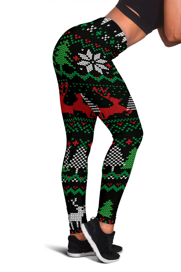 Feo Navidad Rojo Verde Negro Leggings