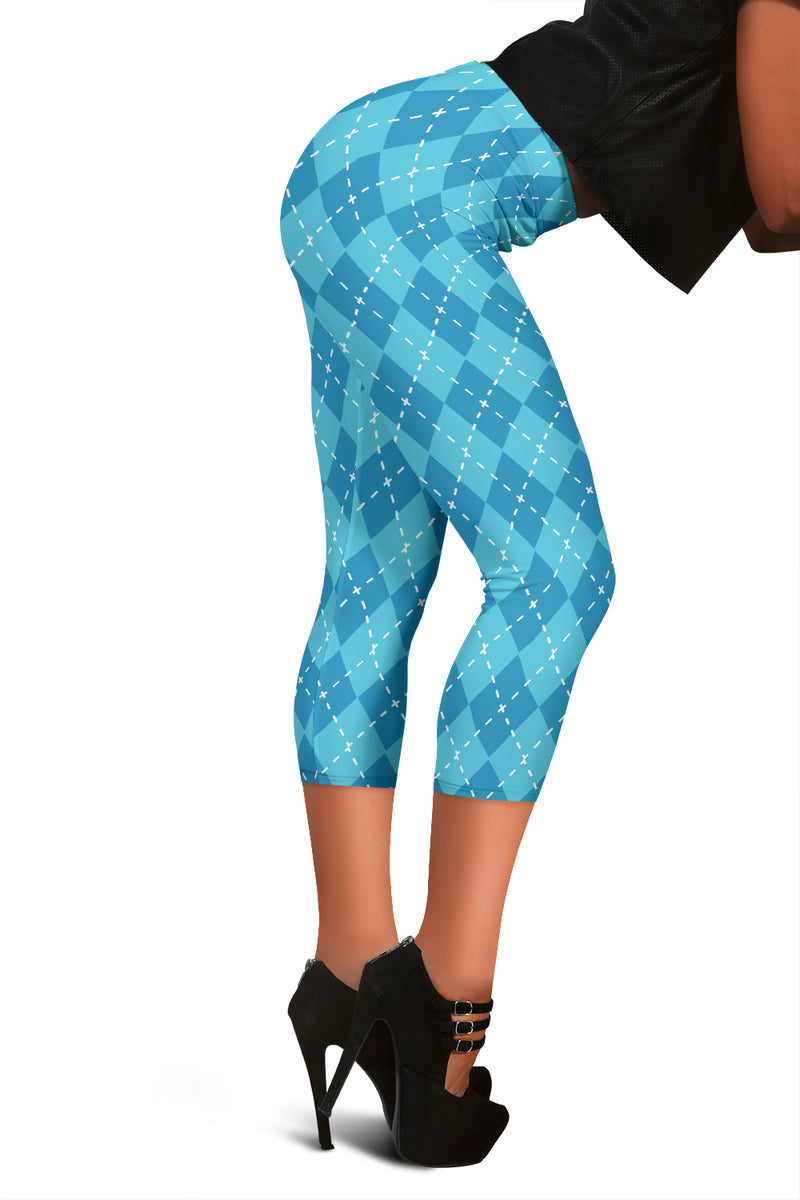 Blue Argyle Womens Capris