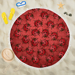 Lady Bug Swirl beach Blanket - Red