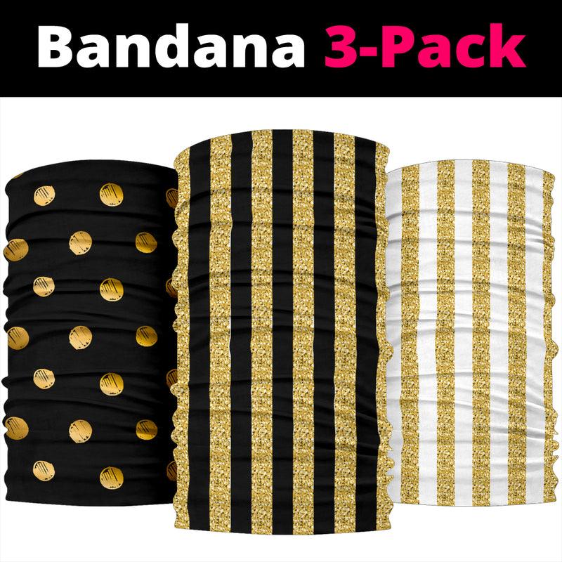 Luxury Stripes & Dots Gold Collection of Bandana 3-Pack