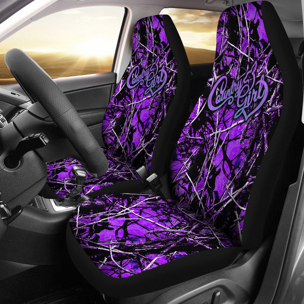 Fundas para asientos de coche de camuflaje morado Country Girl