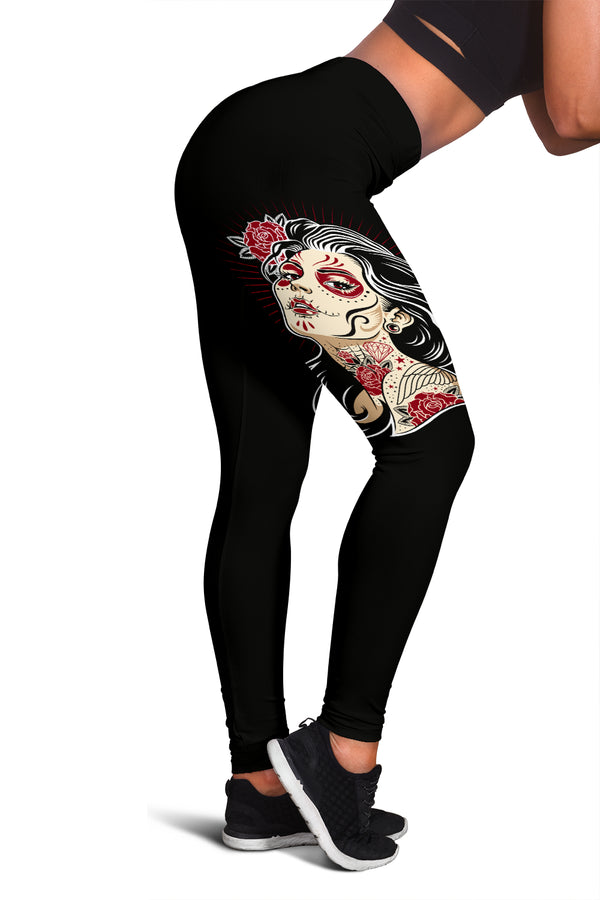 Leggings deportivos con calavera de azúcar